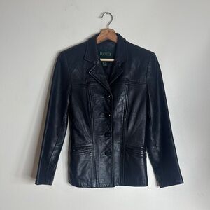 Danier Women's Black Leather Tailored Button Front Jacket Size 4-6